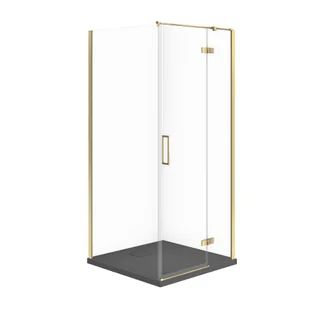 Kabina prysznicowa Cersanit Jota 80x80x195 kwadratowa złoty transparentne z brodzikiem tako slim 4cm szary mat S601-370 - Kabiny prysznicowe - miniaturka - grafika 1