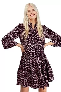 Little Mistress Damska czarna i różowa sukienka mini z nadrukiem, wielowarstwowa, rozmiar 8 UK, wielokolorowa - Sukienki - miniaturka - grafika 1