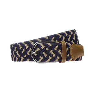 Pasek pleciony casualowy granatowo-czarno-beżowy EM CH14 - EM Men's Accessories - Paski - miniaturka - grafika 1