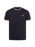 Koszulki męskie - Fred Perry T-shirt męski Mężczyźni Bawełna niebieski jednolity, S - miniaturka - grafika 1