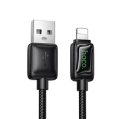 Kable USB - Kabel USB A do Lightning Hoco 2,4A 1,2 m z LCD U146 czarny - miniaturka - grafika 1