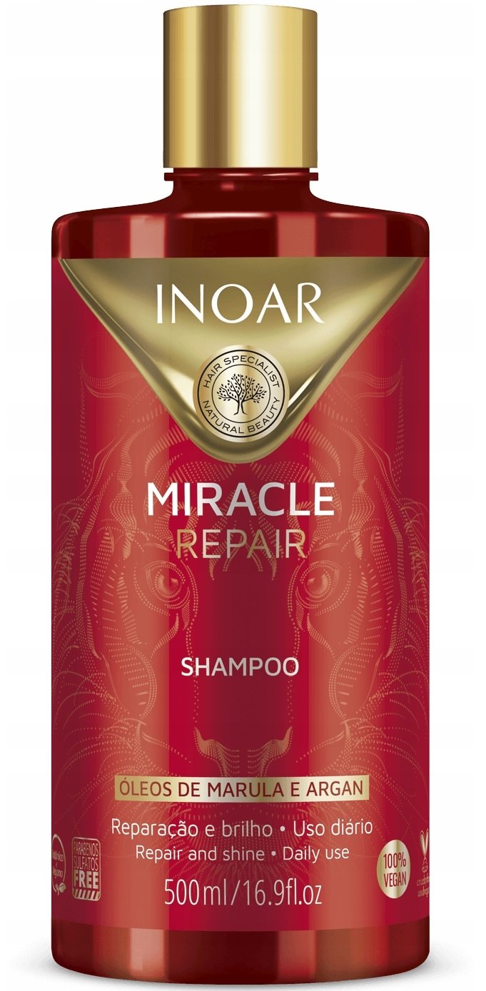 Inoar Miracle Repair, szampon do włosów zniszczonych, 500ml