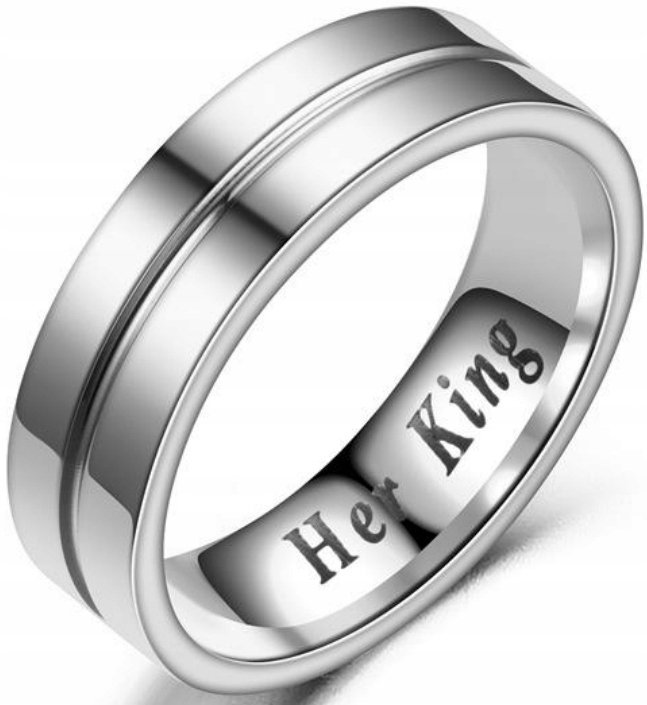 Srebrny Pierścionek Her King Sygnet Stal Komplet