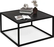 Ławy i stoliki kawowe - Stolik kawowy COSTWAY o marmurowym wyglądzie, prostokątny stolik kawowy z metalową ramą, nowoczesny, 70 x 70 x 40 cm (czarny) - miniaturka - grafika 1