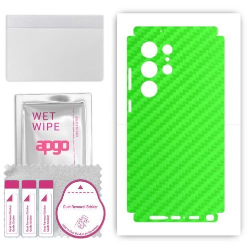 folia naklejka skórka strukturalna na TYŁ+BOKI do Samsung Galaxy S23 Ultra - Carbon Zielony - apgo SKINS