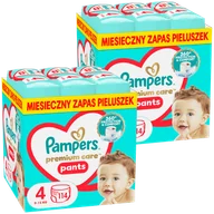 Pieluchy - Zestaw Pampers Premium Care Pants, pieluchomajtki, rozmiar 4, 9-15 kg, 2 x 114 sztuk - miniaturka - grafika 1
