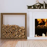 Akcesoria kominkowe - vidaXL Stojak na drewno opałowe miodowy brąz 100x25x100cm lite sosnowe - miniaturka - grafika 1