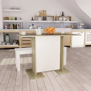 vidaXL Stół, kolor biały i dąb sonoma, 110x60x75 cm, płyta wiórowa - Stoły - miniaturka - grafika 1