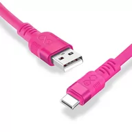 Kable USB - Kabel USBA-USBC eXc WHIPPY Pro 0.9m cukierkowy róż - miniaturka - grafika 1