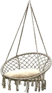 SASKA GARDEN Hamak ażurowy fotel wiszący 80x60cm z poduszką szary victoriasport-1018058-0 - Fotele ogrodowe wiszące - miniaturka - grafika 10