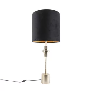 QAZQA Lampa stołowa art deco złoty aksamitny klosz czarny 40 cm - Diverso - Lampy stojące - miniaturka - grafika 1
