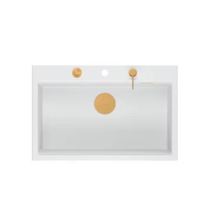 Quadron Marc Zlewozmywak granitowy jednokomorowy 76x50 cm biały/miedziany HQM7650U1_PVDC1 - Zlewozmywaki - miniaturka - grafika 1