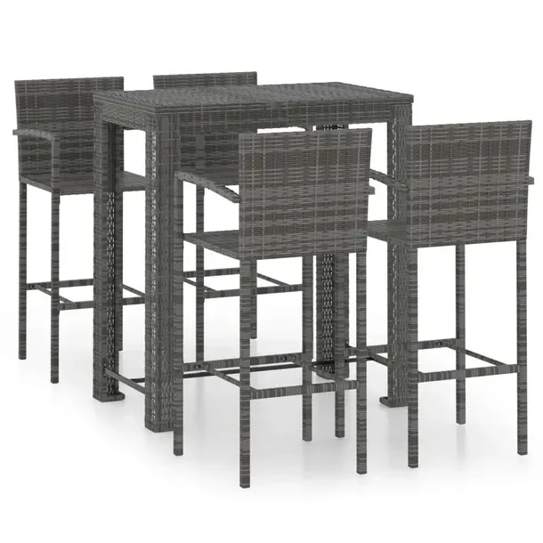 Zestaw mebli barowych ogrodowych szary rattan PE, stolik 100x60,5x110,5 cm,