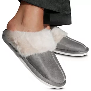 Kapcie Damskie Szare Z Futerkiem Wygodne Lekkie Wsuwane Cieple Na Jesień Na Zimę 40/41 - Kapcie damskie Kapcie Damskie Szare Z Futerkiem Wygodne Lekkie Wsuwane Cieple Na Jesień Na Zimę 40/41 - Kapcie damskie - miniaturka - grafika 1