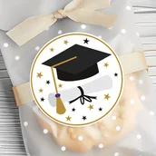 Inne - TEMU 48 szt. Naklejki na Zakończenie Studiów - Czarna Czapka Doktorancka, Szyldy i Gwiazdy, Akcenty w Kolorze Złotym i Białym - Najwyższa Jakość dla - miniaturka - grafika 1