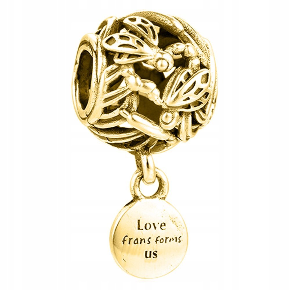 Charms złoty Ważka Dragonfly Owad srebro 925