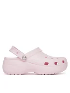 Klapki i japonki damskie - Crocs Klapki Classic Platform Pearl Clog 211231 Różowy - miniaturka - grafika 1