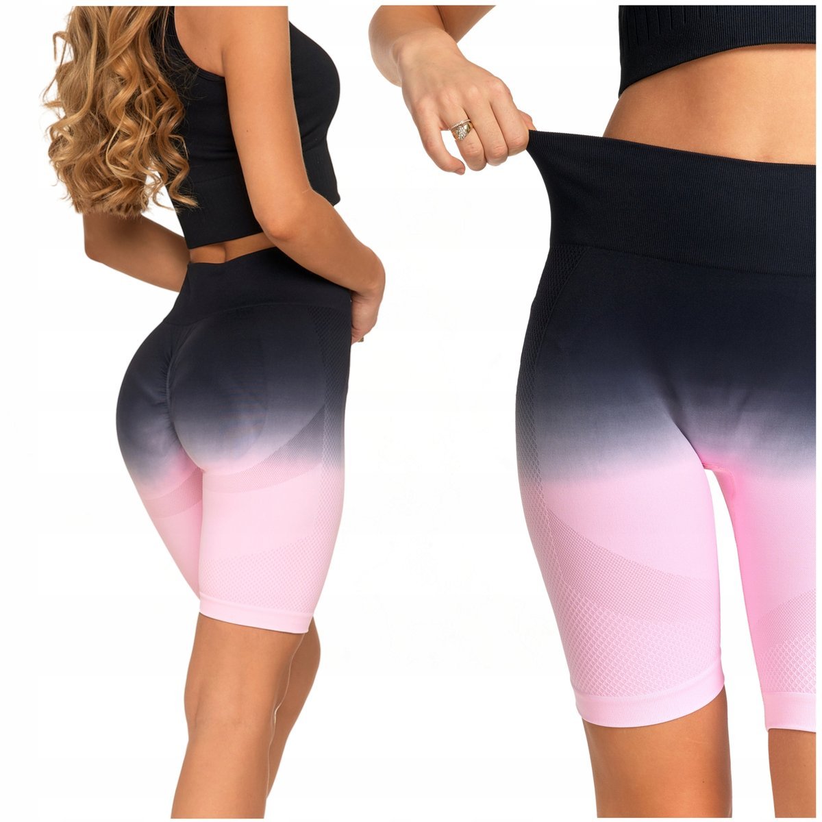 Krótkie LEGGINSY DAMSKIE Kolarki Bezszwowe Push-Up Wysoki Stan MORAJ S