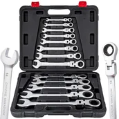 Klucze i nasadki - Klucze Płasko Oczkowe z Grzechotką Łamaną 8-32mm 13el GEKO - miniaturka - grafika 1