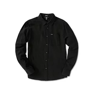 Volcom Męska koszula Caden Solid L/S z kołnierzem button-down czarny czarny M - Koszule męskie - miniaturka - grafika 1