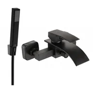 Baterie umywalkowe - Mexen Aries R77 bateria wannowa z zestawem prysznicowym, czarna - miniaturka - grafika 1