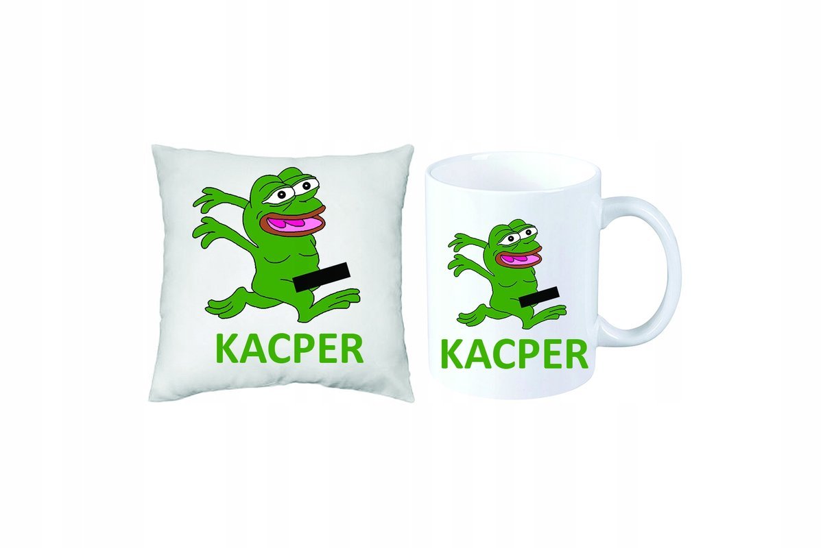 ZESTAW PREZENT PODUSZKA + KUBEK ŻABA PEPE ŚMIESZNE