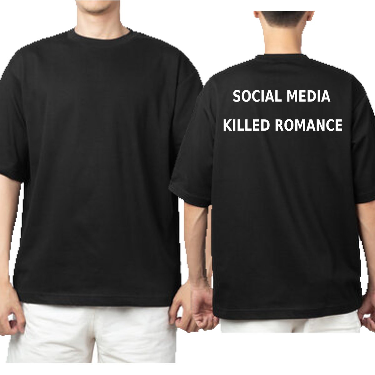 KOSZULKA SOCIAL MEDIA KILLED ROMANCE Z NADRUKIEM NA PLECACH XL 3428 CZARNA