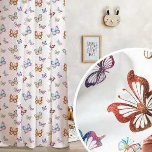 Gotowa zasłona do pokoju dziecka na taśmie, Motylki kolor biały, rozmiar 140x250 cm - Firany i zasłony dla dzieci - miniaturka - grafika 1
