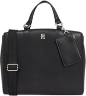 Torebki damskie - Tommy Hilfiger Damska torba TH MONOTYPE AW0AW17020, czarna, Czarny - miniaturka - grafika 1