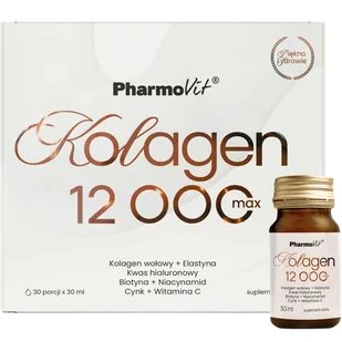 PharmoVit Kolagen 12000 Max, 30 ml x 30 butelek - Włosy, skóra, paznokcie - miniaturka - grafika 1
