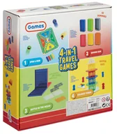 Gry planszowe - Grafix Zestaw Gier podróżnych 4w1 domino, wieża, statki, zakręć i uciekaj 00062 - miniaturka - grafika 1