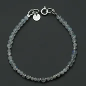 Bransoletki - Skorulski Jewellery, Bransoletka, Kamień Księżycowy kulki i srebro-19 cm - miniaturka - grafika 1