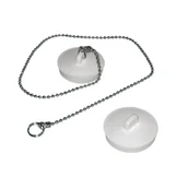 Korki do umywalek - Korek syfonu wanny biały z łańcuszkiem 1 szt. - miniaturka - grafika 1