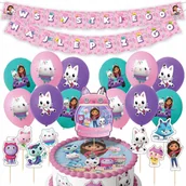 Balony i akcesoria - DUŻY ZESTAW URODZINOWY KOCI DOMEK GABI BALONY TOPPERY GIRLANDA NA IMPREZE - miniaturka - grafika 1