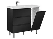 Szafki łazienkowe - Szafka Stojąca Z Umywalką ETH 90 cm K Lewa - Czarny Mat - miniaturka - grafika 1