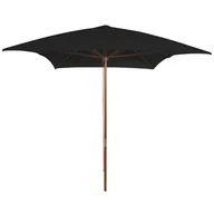 Parasole ogrodowe - vidaXL Parasol ogrodowy na drewnianym słupku czarny 200x300 cm  313760 - miniaturka - grafika 1