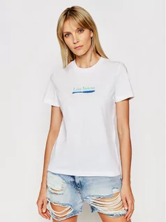 Koszulki i topy damskie - Lee T-Shirt Logo L44NEPLJ Biały Slim Fit - grafika 1