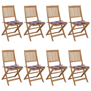 vidaXL Lumarko Składane krzesła ogrodowe z poduszkami, 8 szt., drewno akacjowe! 3075034 - Fotele i krzesła ogrodowe - miniaturka - grafika 1