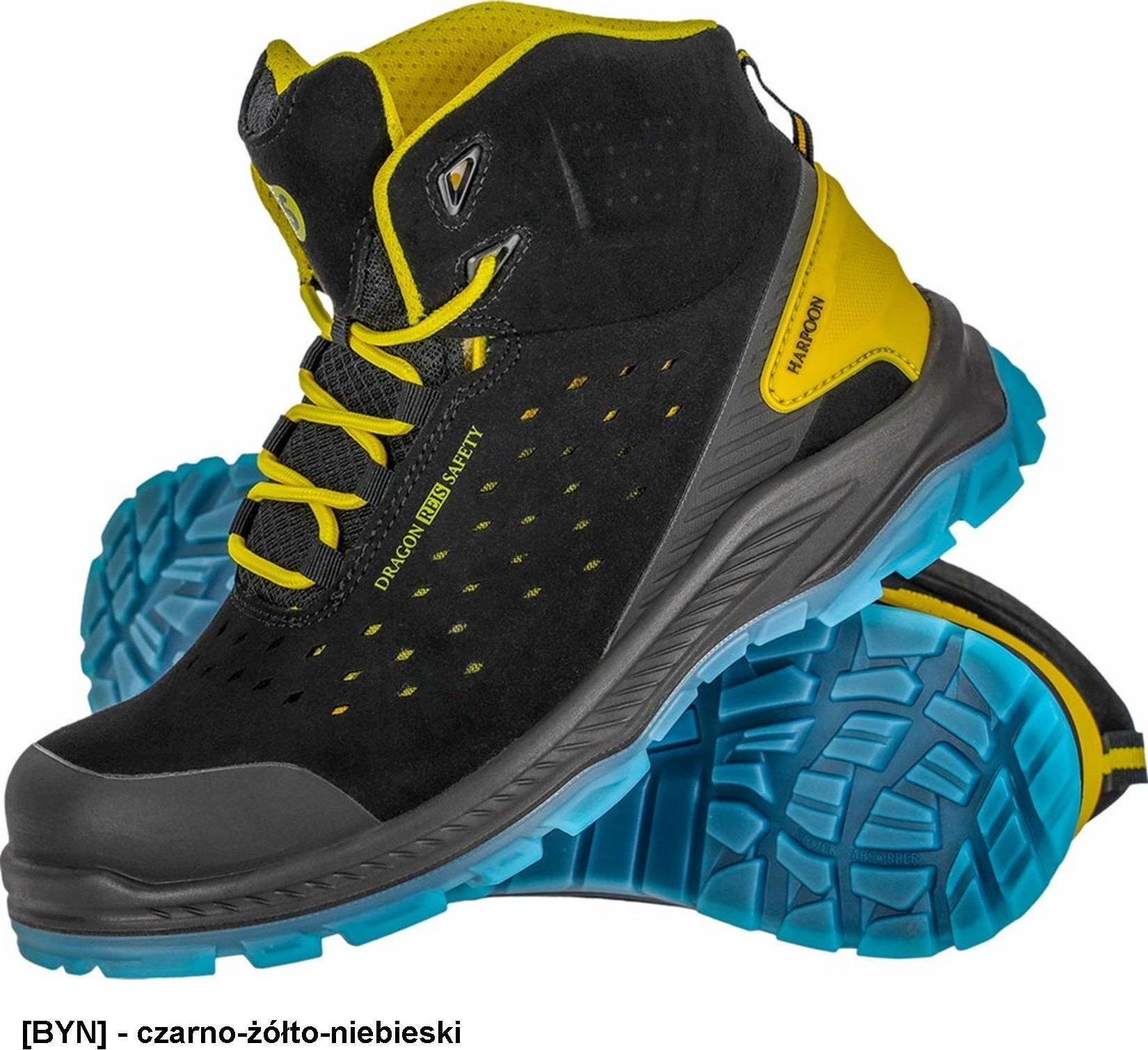 Buty trekkingowe męskie Reis BCHARPOON-T S1PS SR FO - Trzewiki męskie ze skóry zamszowej HARPOON kompozytowy podnosek podeszwa antypoślizgowa, olejoodporna, antyelektrostatyczna METAL FREE 39