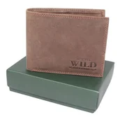 Portfele - Portfel Męski Skórzany WILD Skóra Licowa Duży Poziomy Bez Zapięcia Brązowy Zamszowy N304-MWH - miniaturka - grafika 1