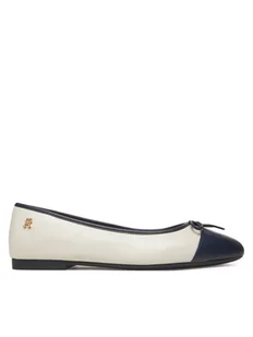 Tommy Hilfiger Baleriny Toe Cap Leather Ballerina FW0FW08759 Beżowy - Baleriny - miniaturka - grafika 1