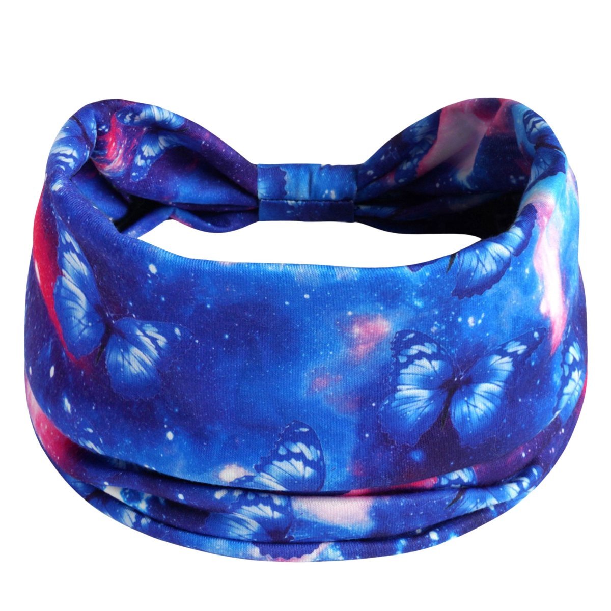 Opaska do Włosów Niebieska Turban na Głowę Szeroka Elastyczna MIŁA W DOTYKU