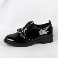 Półbuty damskie - Czarne lakierowane półbuty damskie S.Barski 323a - S.BARSKI - miniaturka - grafika 1