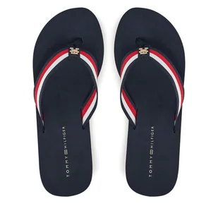 Japonki Tommy Hilfiger Th Corporate Wedge Beach Sandal FW0FW08520 Granatowy - Klapki i japonki damskie - miniaturka - grafika 1