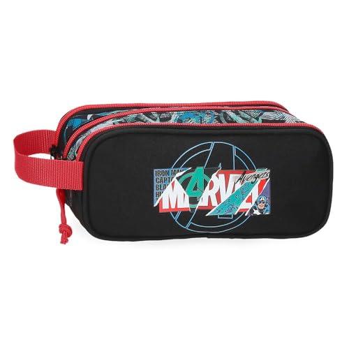 Joumma Marvel Shield Pokrowiec Potrójny Czarny 22x10x9 cms Poliester L, Czarny (Black), Potrójne etui