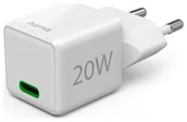Ładowarki do telefonów - Hama ładowarka sieciowa supermini 20W PD/QC 1x USB-C biała - miniaturka - grafika 1