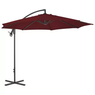 vidaXL Parasol wiszący na stalowym słupku, 300 cm, bordowy 312506 - Parasole ogrodowe - miniaturka - grafika 1