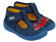 Buty dla chłopców - Kapcie dziecięce Befado 631P046 chłopięce domowe na rzepy granatowe-24 - miniaturka - grafika 1