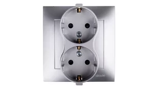 Kontakt Simon Simon 54 Gniazdo podwójne SCHUKO z/u 16A IP20 z przesłoną torów srebrny mat DGSz2Z/43 WMDW-12211N-043 0001-00000-51179 [4351708] - Gniazdka elektryczne - miniaturka - grafika 1