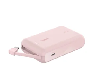 Belkin BPB021HQPK 10000mAh, 20W, Wbudowany kabel USB-C, Różowy - Powerbanki - miniaturka - grafika 1